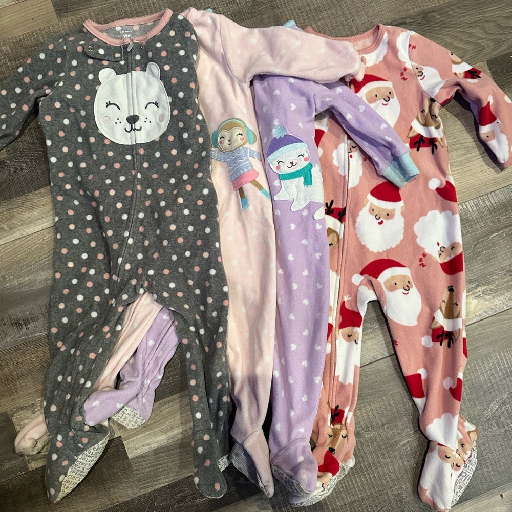 Lot of 4 Assorted Kids One Piece Pajamas